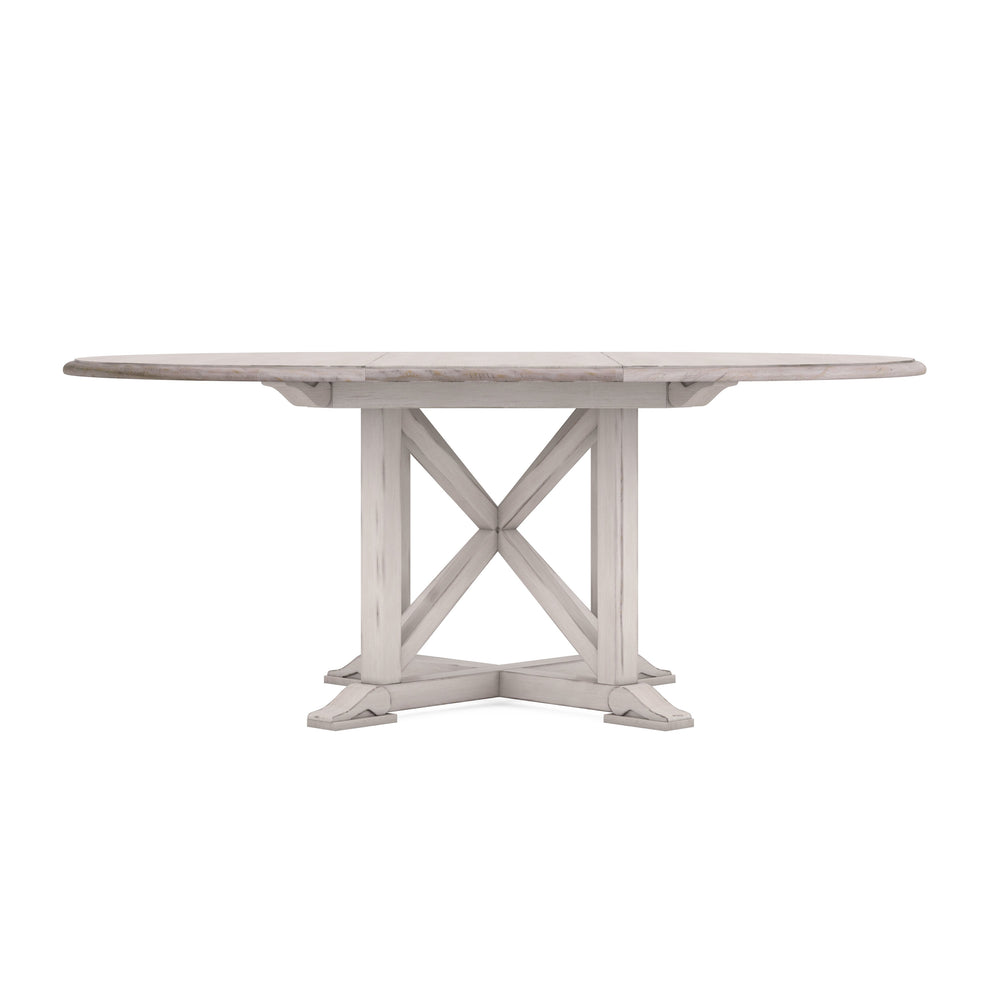 A.R.T. Furniture Alcove Round Dining Table - Elegant Belgian Ivory Finish With Extendable Leaf For Stylish Gatherings White Acacia Solids,Maple Veneers 321225-2817