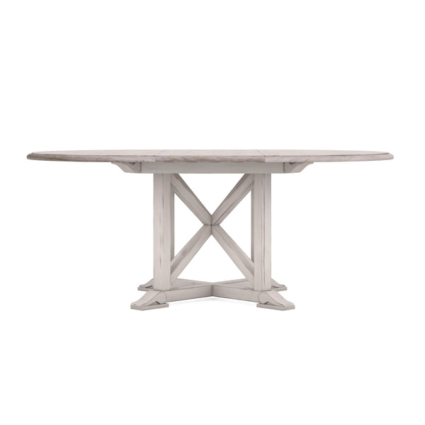 A.R.T. Furniture Alcove Round Dining Table - Elegant Belgian Ivory Finish With Extendable Leaf For Stylish Gatherings White Acacia Solids,Maple Veneers 321225-2817