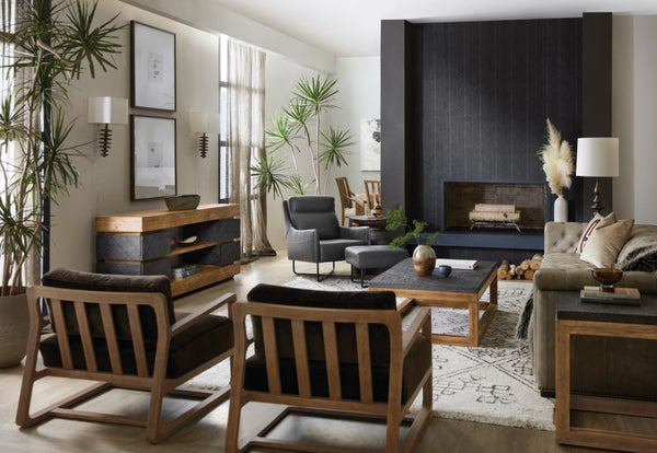 Hooker Furniture Big Sky Entertainment Console Rustic Pecky Hickory 80" Tv Stand — Two-Tone Furrowed Bark Finish, Storage 6700-55480-80