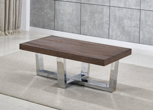 English Elm Steve Silver - Laredo - Rustic Modern Coffee Table With Chrome Base, Hand-Stained Chestnut Finish & Durable Design B081P157764-GIGA