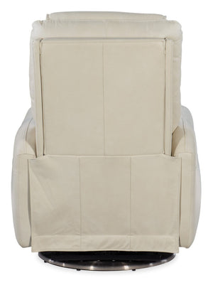 Hooker Furniture Steffen Zero-Gravity Swivel Power Recliner With Adjustable Motorized Headrest, Usb Charging, Top-Grain Leather Beige RC601-PHSZ-003