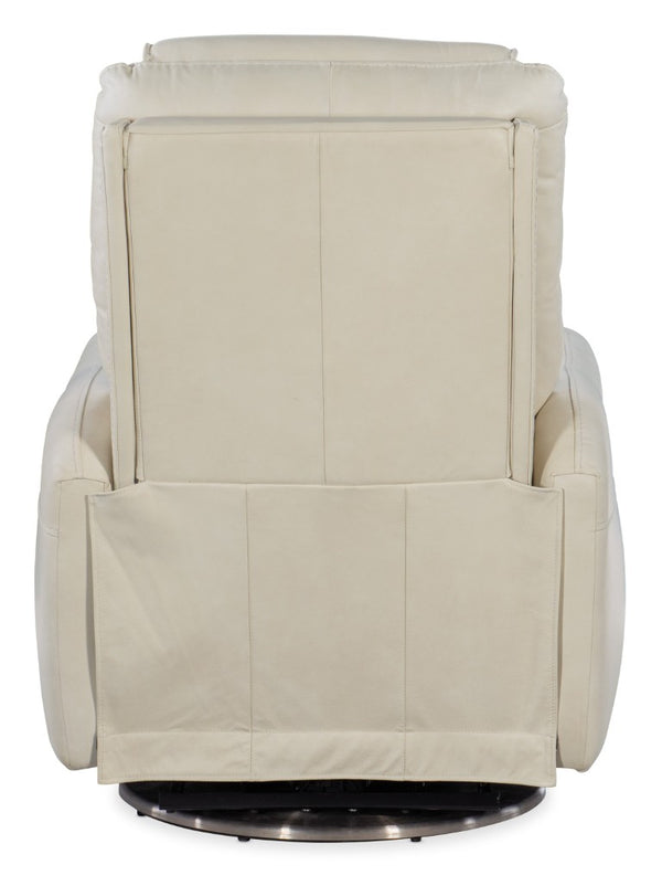 Hooker Furniture Steffen Zero-Gravity Swivel Power Recliner With Adjustable Motorized Headrest, Usb Charging, Top-Grain Leather Beige RC601-PHSZ-003