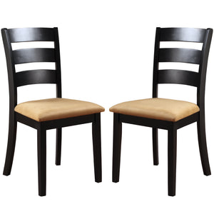 Homelegance By Top-Line Alejandro Black Wood Beige Microfiber Dining Chairs (Set of 2) Black Rubberwood