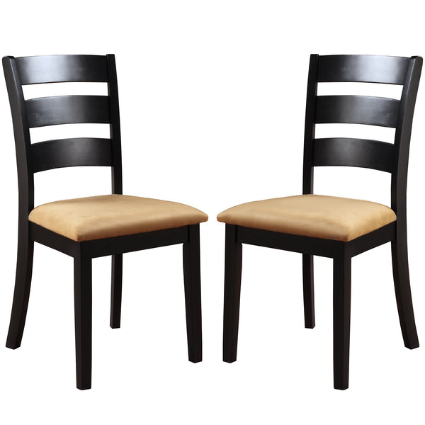 Homelegance By Top-Line Alejandro Black Wood Beige Microfiber Dining Chairs (Set of 2) Black Rubberwood