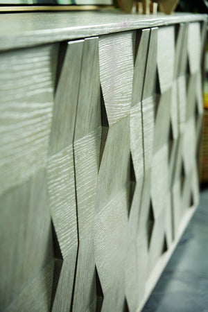 Bernhardt Bernhardt Linea Buffet With Cerused Oak Veneers, 4-Door Rustic-Modern Storage, Cable-Friendly Design 384134G