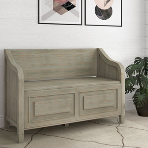 English Elm Connaught Storage Bench - Handcrafted Distressed Grey Entryway Seat With Hidden Storage & Style B136P158533