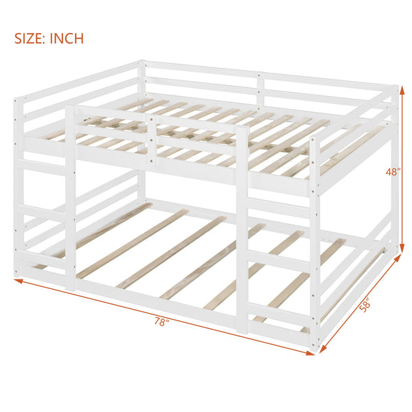 English Elm Twin Over Bunk Bed Solid Pine Frame White Finish Kids Room Space Saver N708P251024K