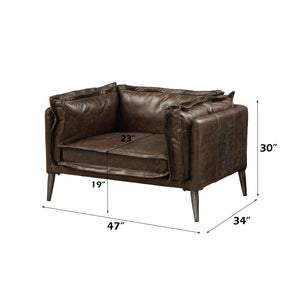 English Elm Porchester Top Grain Leather Accent Chair Distressed Finish with Shelter Arms B2726P411571