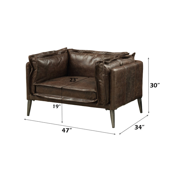 English Elm Porchester Top Grain Leather Accent Chair Distressed Finish with Shelter Arms B2726P411571