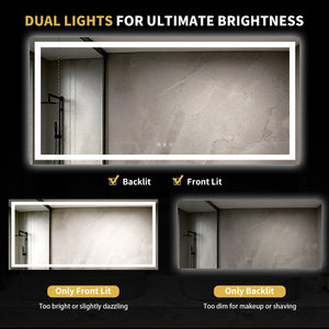 English Elm 84" Led Vanity Mirror with Front Back Lighting Dimmable Anti-fog Bathroom Wall Mount W1920P493148