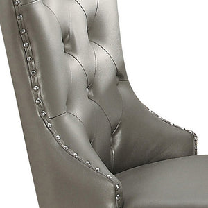 English Elm Champagne Tufted Wingback Side Chairs Set of 2 — Champagne Faux Leather, Button Tufting & Nailhead Trim, Cozy Elegance B062P186537