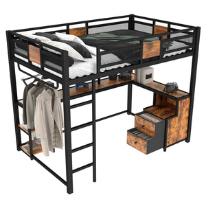 English Elm Twin House Bunk Bed with Slide Storage Stairs and Safety Rails for Kids Rooms W1580S00432
