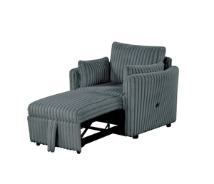 English Elm Dark Dark Gray Denholme Chair with Curved Arms, Faux Fur Upholstery, USB Port, Modern Cozy Lounge Seat B2741S00669