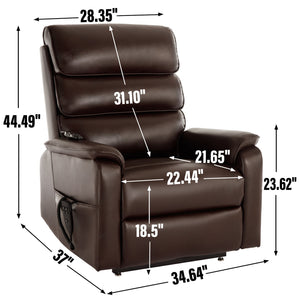 English Elm Dual Motor Power Lift Recliner with Massage Heat and 180 Degree Brown Lounge Chair Brown W1803S00063