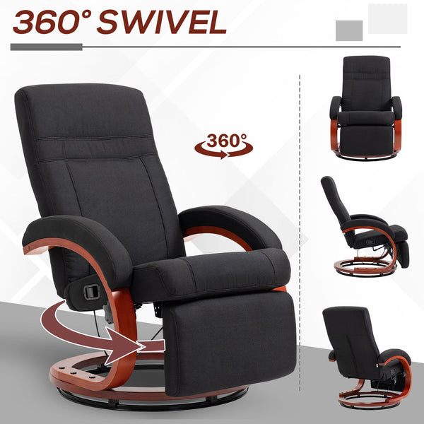 English Elm Homcom Manual Recliner Chair - 360° Swivel, Adjustable Footrest, Padded Arms For Ultimate Comfort W2225P217434