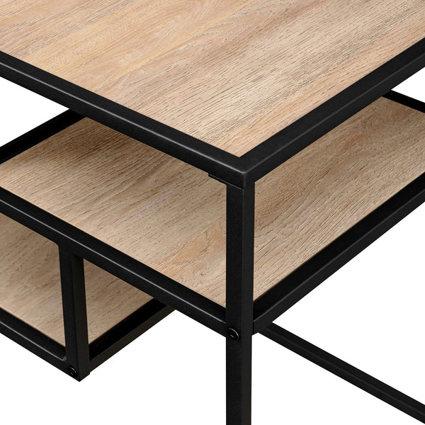 English Elm Walker Edison - Modern Minimal Floating Shelf Side Table Coastal Oak - Sleek MDF & Steel Two-Tier Display, Warp-Resistant Laminate, Easy Assembly B185P168941