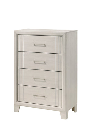 English Elm 1pc Contemporary Tall Chest with Faux Marble Top and Four Drawers for Elegant Bedroom Storage Beige 19.49 L x 34.25 W x 47.24 H B2741P330646