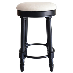 English Elm AGODY 26" Counter Height Swivel Bar Stools Set of 2 with Upholstered Seats and Sturdy Rubberwood Frame Black W2170P208076