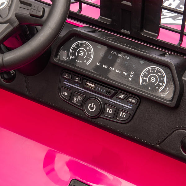 English Elm 24v Dual Motor Two Seat Kids Electric Ride on Car with Remote Control and Bluetooth Audio Pink W1578P305898