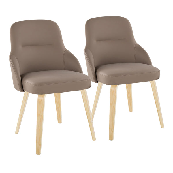 English Elm Chair Set of 2 Bentwood Frame Faux Leather Padded Dining Seat Contemporary Style B202S02121