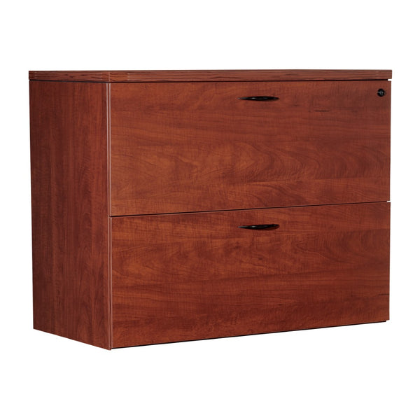 OSP Home Furnishings Napa 2 Drawer Lateral File Cabinet with Locking Drawers and Adjustable Shelf for Office Cherry NAP-12-CHY