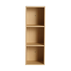 English Elm 12 Inch Wall Mounted Oak Finish Three Tier Shelf for Bathroom Study or Storage Room W1972P457941