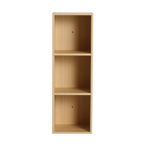 English Elm 12 Inch Wall Mounted Oak Finish Three Tier Shelf for Bathroom Study or Storage Room W1972P457941