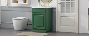 English Elm Christopher Knight Home® - 20" Bathroom Vanity with Ceramic Sink and Soft-Close Door, Gold Knob, Adjustable Shelf Storage Green N759P237946F