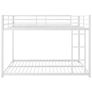 English Elm Full Over Low Profile Steel Bunk Bed with Guardrail and Integrated Ladder White MF285536AAK