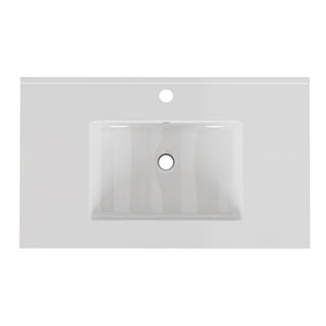 English Elm 32-inch Ceramic Drop-in Bathroom Sink Glossy Rectangular Basin for Modern Vanity W3151P264909