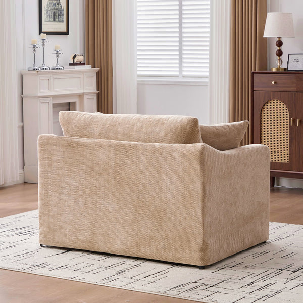 English Elm 43.9" Oversized Chenille Accent Chair with Bolster Pillows Farmhouse Living Room Seat Wheat W3098P419125
