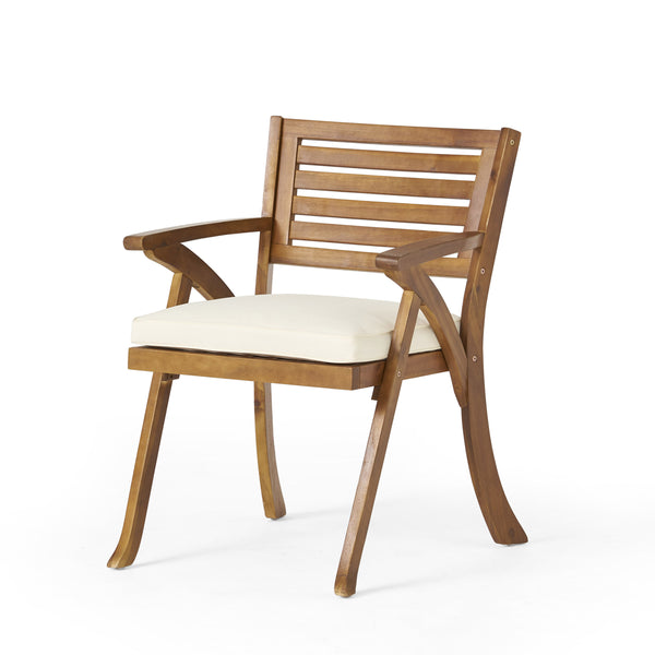 English Elm Helen Outdoor Acacia Hardwood Dining Chairs Curved Slat Back Patio Set of Two 54555.00TEA6_57488.00