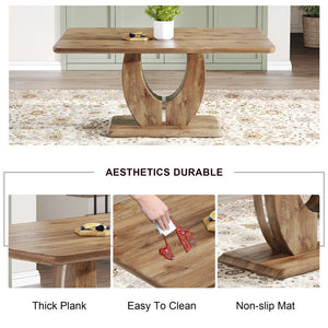English Elm Modern Wood Grain Mdf Dining Table with Steel Accent Legs for Kitchen or Office W1512S00193