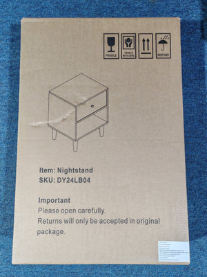 English Elm 23.22''H White Wooden Nightstand with Drawer & Open Shelf, MDF Construction, Compact Storage for Kids Adults W808P212703