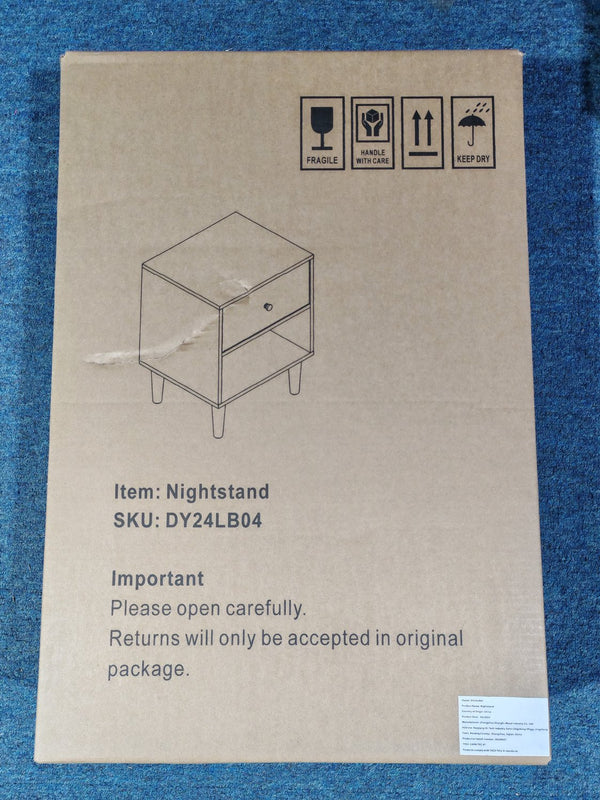 English Elm 23.22''H White Wooden Nightstand with Drawer & Open Shelf, MDF Construction, Compact Storage for Kids Adults W808P212703