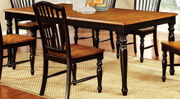 English Elm Two-tone Antique Oak Extendable Dining Table with Turned Legs for Farmhouse Rooms B2741P491053