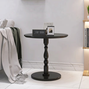 English Elm 23'' Black Accent Round Table - Modern 23" Small Side Table with Solid Wood Legs, Water-Resistant MDF, Versatile Nightstand W2295P339118