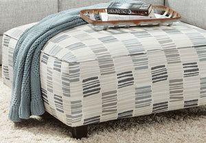 English Elm Square Upholstery Ottoman in Blue Chenille Patterned Fabric — Plush Extra Seating, Stylish Accent Multi 38 L x 38 W x 16 H B2741P355857