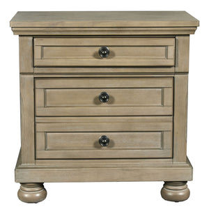 English Elm Nicolina Beige 3-Drawer Nightstand With Usb Port