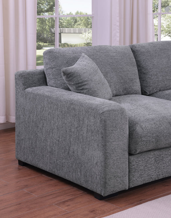 English Elm Celine Chenille Corner Sectional with Chaise Cupholders and Built-in Usb Charging Ports B061S00900