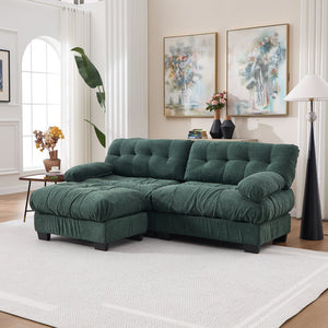 English Elm Modular Cloud Sectional with Ottoman Deep Seat Flannelette Sofa for Living Room Green W2120S00023