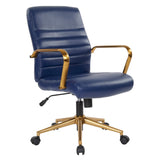 OSP Home Furnishings Baldwin Mid-Back Faux Leather Chair Navy