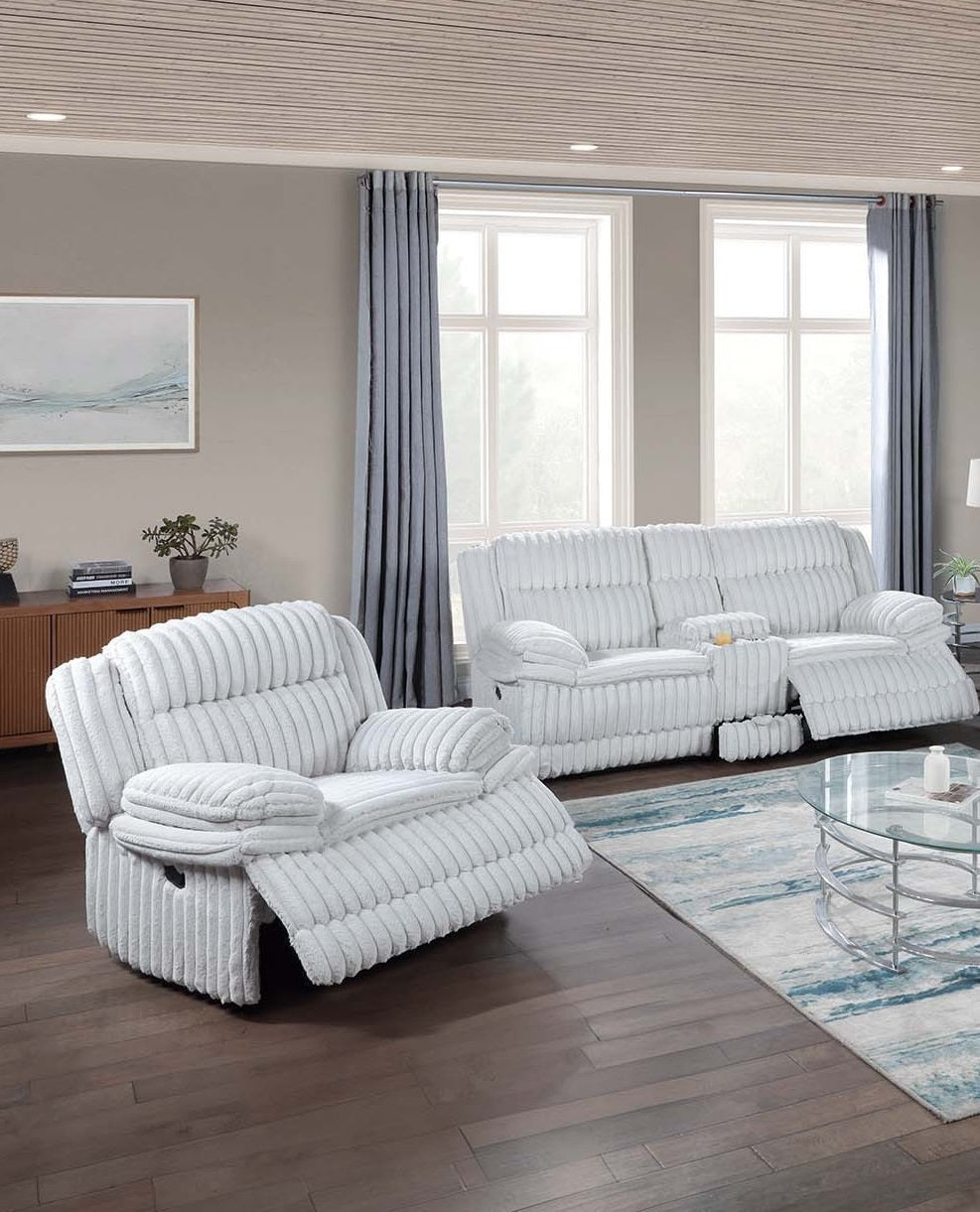 English Elm Modern Corduroy Reclining Loveseat and Chair Set with Console Storage Drawer B011S02404