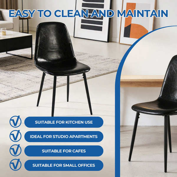 English Elm Pvc Sleek Matte Black Dining Chair Set of 4 for Kitchen Studio or Cafe Use W3766P436151