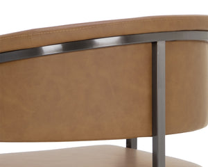 Sunpan Marris Barstool: Modern Elegance Meets Timeless Design in Luxurious Faux Leather and Steel Finish Gunmetal / Milliken Cognac