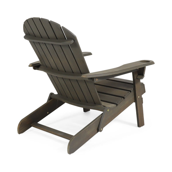 English Elm Christopher Knight Home® - BELLWOOD Adirondack Chair with Folding Design, Rustic Outdoor Wood Seat, Built-In Cup Holder Comfort Grey 37.75 L x 26.75 W x 8.5 H 68940.00GRY