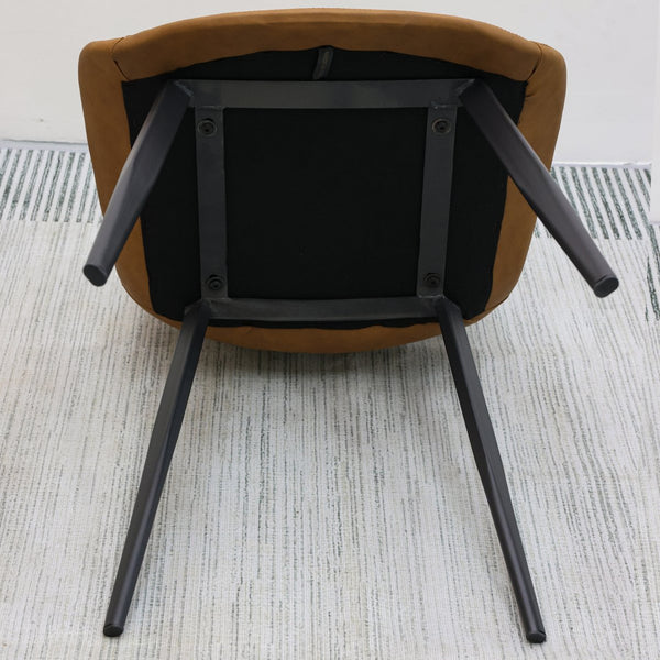 English Elm Brown Pu Leather Dining Chair Set Of 2 With Metal Legs - Modern, Comfortable, And Versatile Seating T3967P389593