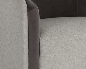 Sunpan Sheva Armchair - Elegant Barrel Back Design, Luxurious Upholstered Comfort for Any Modern Space Ernst Sandstone / Meg Ash