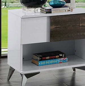 English Elm Modern Sculpted Sofa Table with Two-Tone Finish, Open Shelves for Display and Minimalist Storage Elegance Oak,White 26 L x 20 W x 22 H B2741P357616