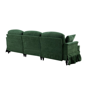 English Elm 103.15'' Chenille L-shaped Sectional Sofa with Detachable Pleated Skirt and Ottoman Green W3612S00046